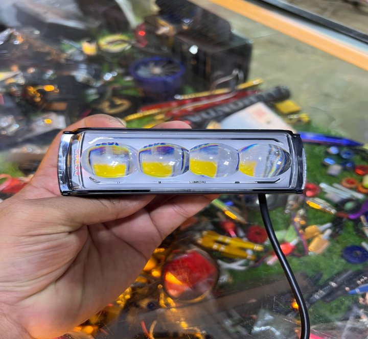 1 Pcs Bike Light four  Lens Projector Driving LED Fog Work Light 4 Color Light Dolphin Projector Spotlight For Bike Car Jeeps White Yellow Mix Flash Bar Light