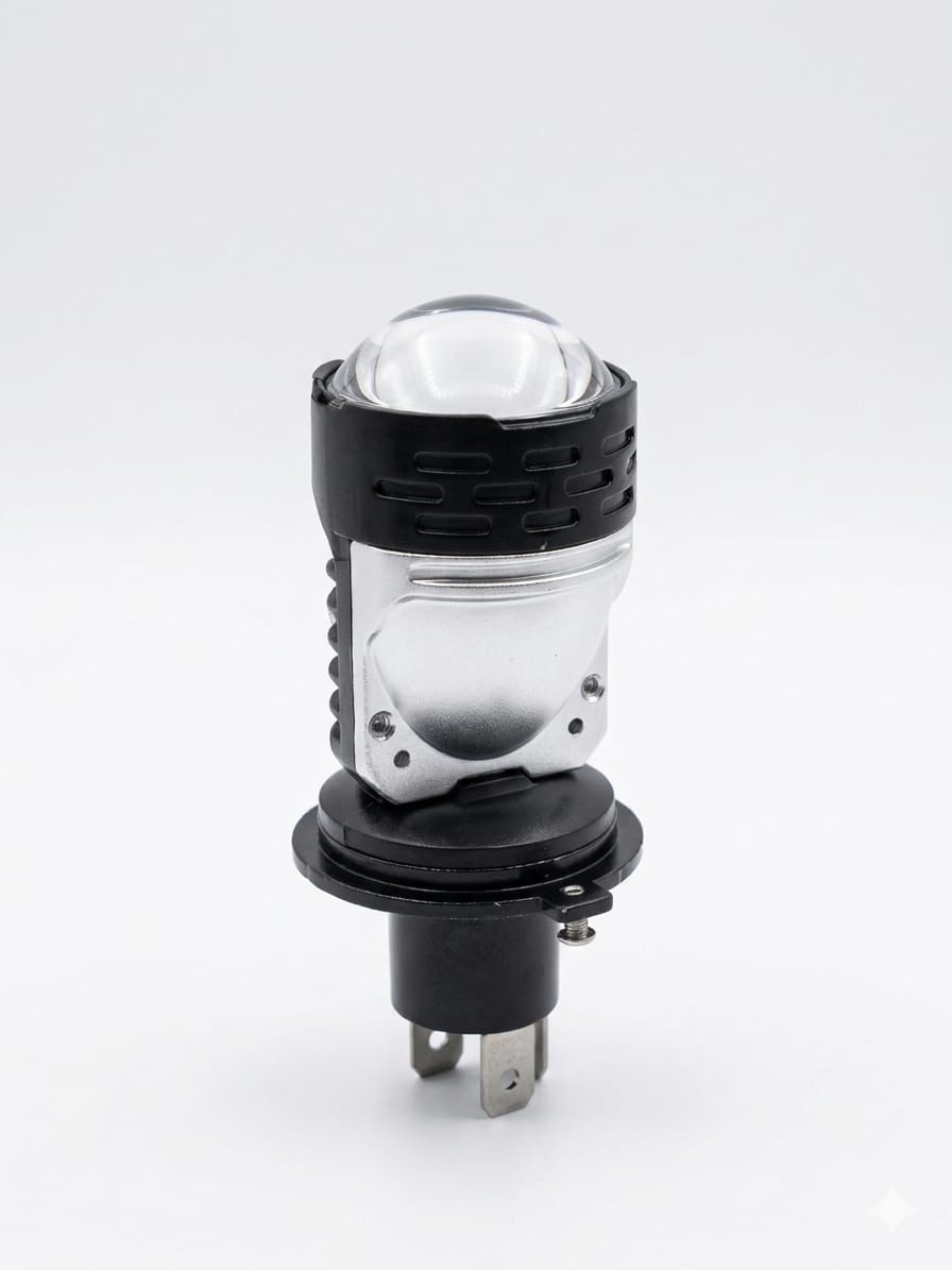 H4 Mini Projector LED Headlight Lens - Super Bright White Laser Light - Direct Fit for Suzuki Mehran, Alto, Cultus, Coure - High/Low Dual Beam for Yamaha YBR125, GS150, CB125F - Universal Plug & Play No Wire Cutting Required