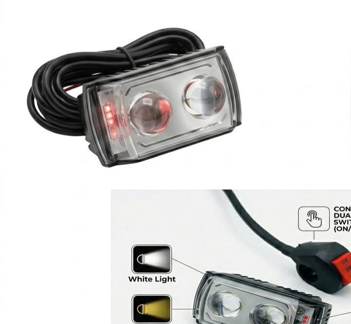 Universal High-End Dual Lens Motorcycle LED Fog Light With Handlebar Switch & Multi-Mode Police Flasher Combo #BikeModification #LEDFogLight #MotorcycleAccessories #PoliceFlasher #SuperBrightLED
