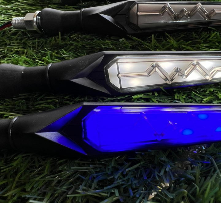 Universal LED Motorcycle Heart Line Design Indicator Light Set - Multicolor DRL & Amber Signals #MakkahAutos #MotorcycleLEDIndicators #BikeModification #CustomBikes #SequentialTurnSignals